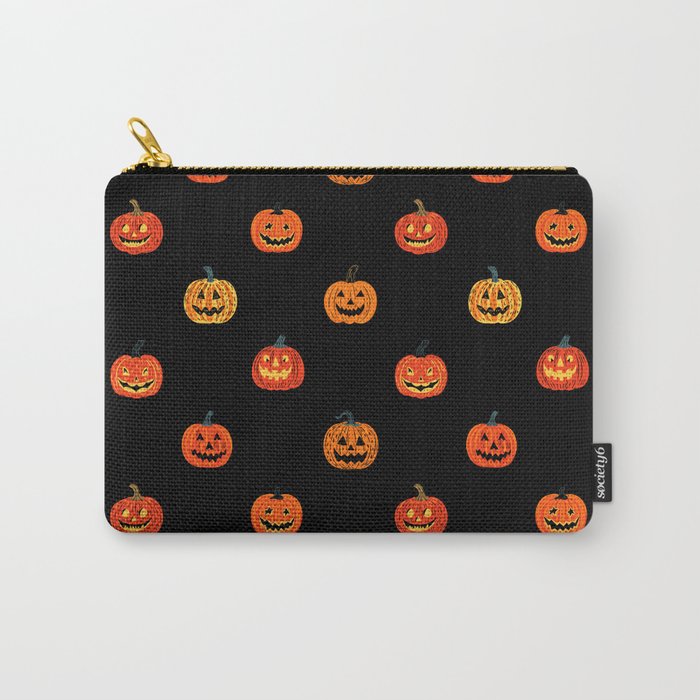 Halloween jack o lantern pumpkin art pattern Carry All Pouch Gallery Image 1