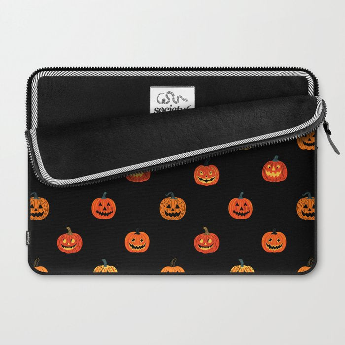 Halloween jack o lantern pumpkin art pattern Laptop Sleeve Gallery Image 2