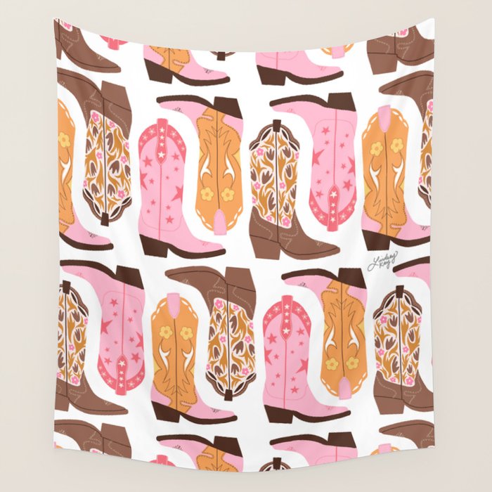 Pink Cowboy Boots  Wall Tapestry Gallery Image 1