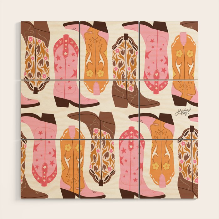 Pink Cowboy Boots  Wood Wall Art Gallery Image 1