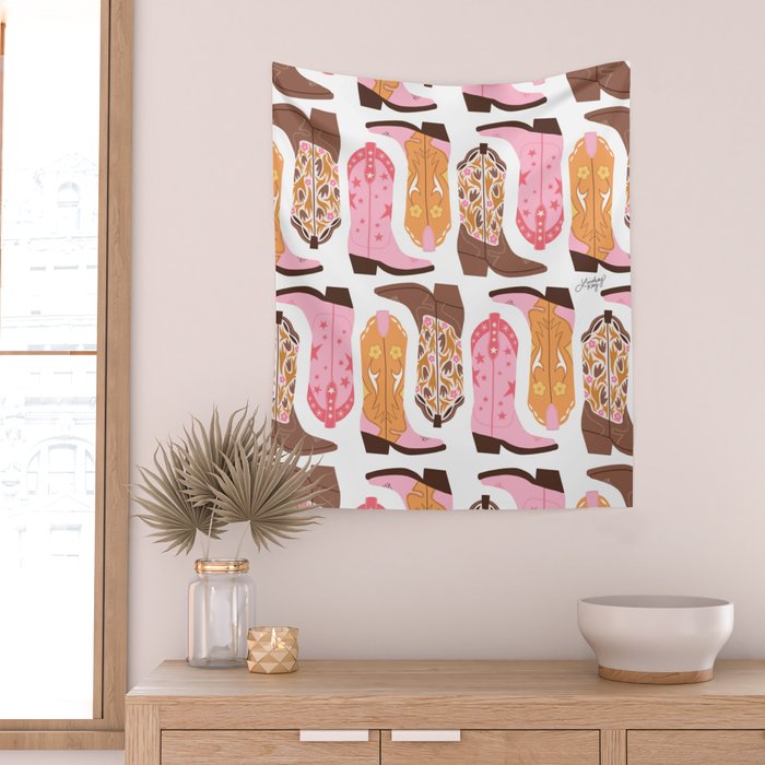 Pink Cowboy Boots  Wall Tapestry Gallery Image 2