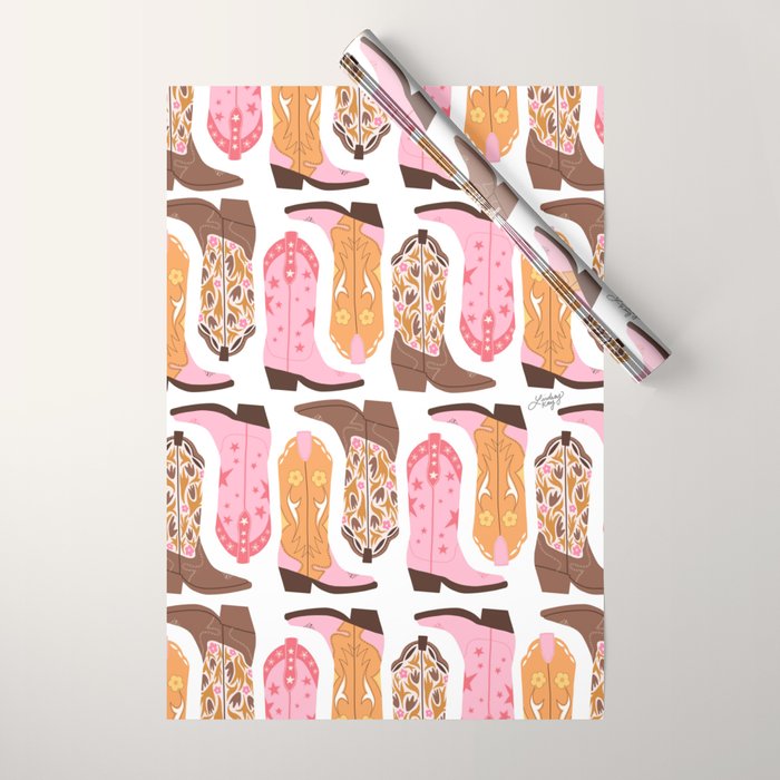 Pink Cowboy Boots  Wrapping Paper Gallery Image 1