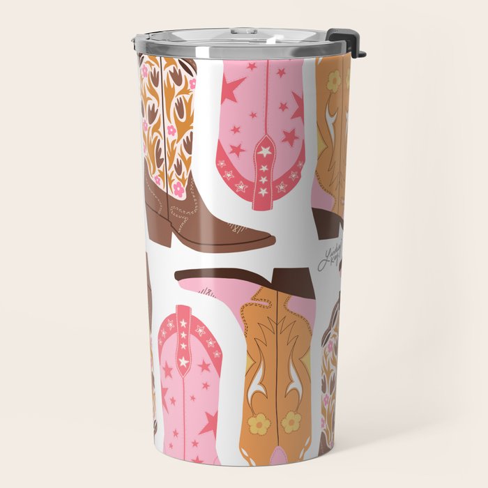 Pink Cowboy Boots  Travel Mug Gallery Image 2