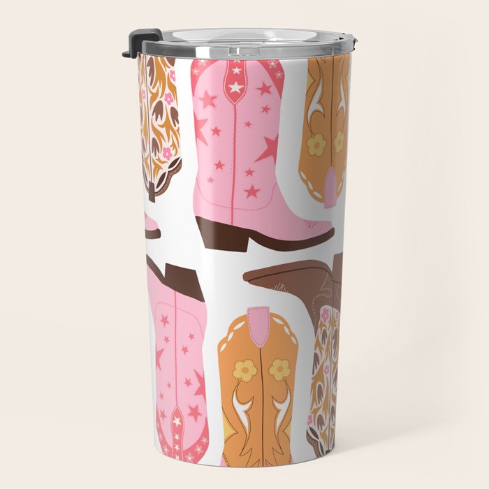 Pink Cowboy Boots  Travel Mug Gallery Image 3