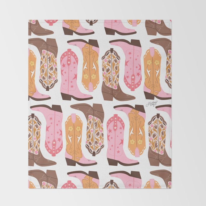 Pink Cowboy Boots  Throw Blanket Gallery Image 2