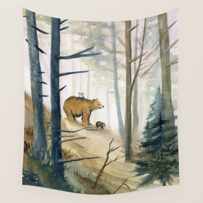 Bear Family 2 Wall Tapestry Gallery Image 4