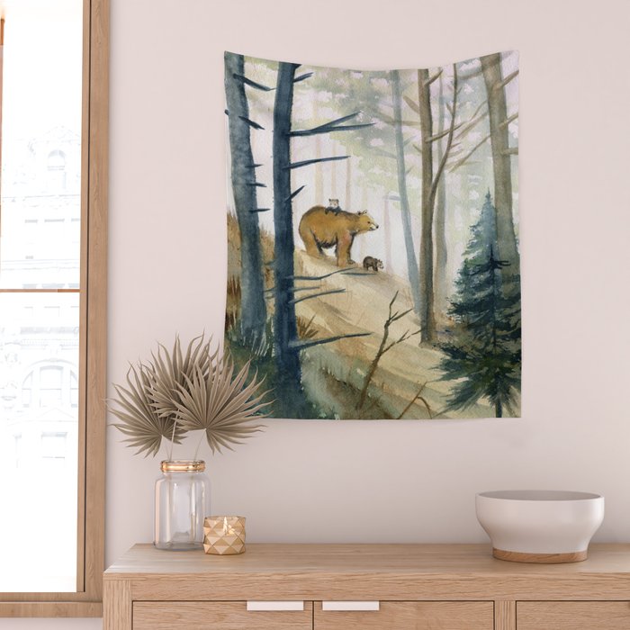 Bear Family 2 Wall Tapestry Gallery Image 2