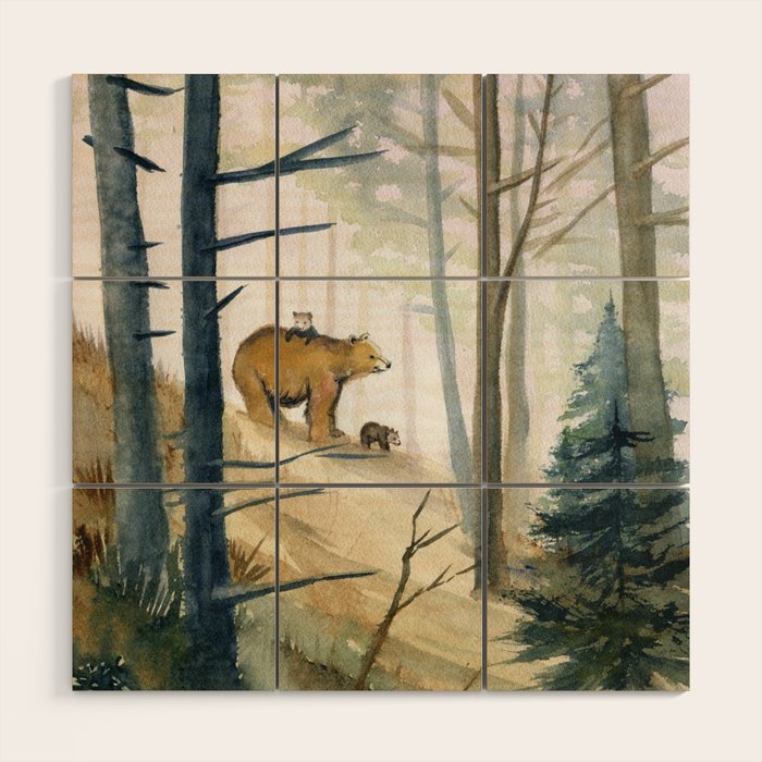 Bear Family 2 Wood Wall Art Gallery Image 1
