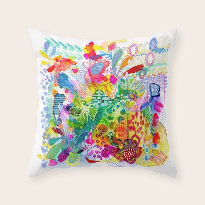 Painted Garden Throw Pillow