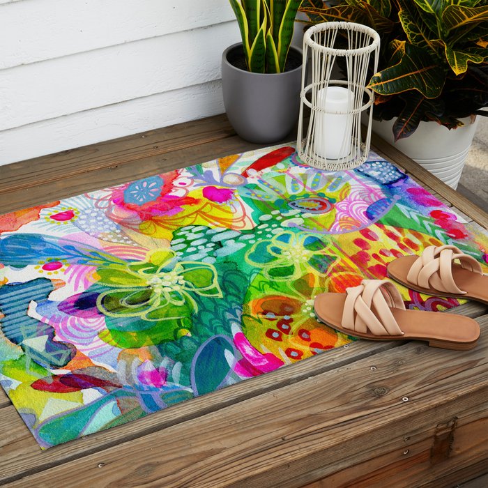 Painted Garden Outdoor Rug Gallery Image 2