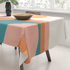 Abstract Wavy Rainbow and Sun Pattern in retro theme Tablecloth Gallery Image 3