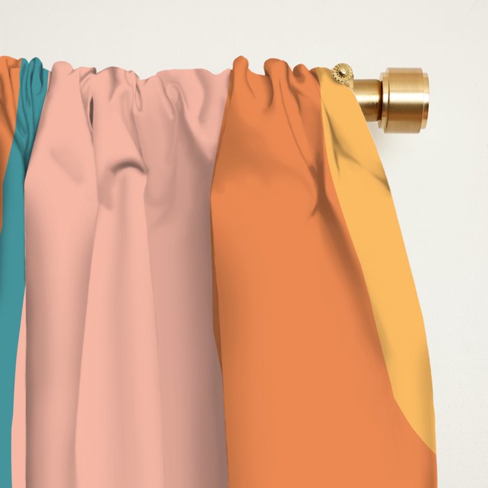 Abstract Wavy Rainbow and Sun Pattern in retro theme Window Curtain Gallery Image 2