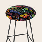Undersea seahorsesï¼mushrooms and corals- black Stool Gallery Image 2