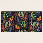 Undersea seahorsesï¼mushrooms and corals- black Desk Mat Gallery Image 3