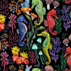 Undersea seahorsesï¼mushrooms and corals- black Coffee Mug Gallery Image 2