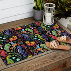 Undersea seahorsesï¼mushrooms and corals- black Outdoor Rug Gallery Image 2