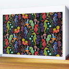 Undersea seahorsesï¼mushrooms and corals- black Wall Mural Gallery Image 2