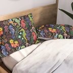 Undersea seahorsesï¼mushrooms and corals- black Pillow Sham Gallery Image 2
