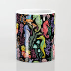 Undersea seahorsesï¼mushrooms and corals- black Coffee Mug Gallery Image 4