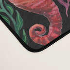 Undersea seahorsesï¼mushrooms and corals- black Desk Mat Gallery Image 4