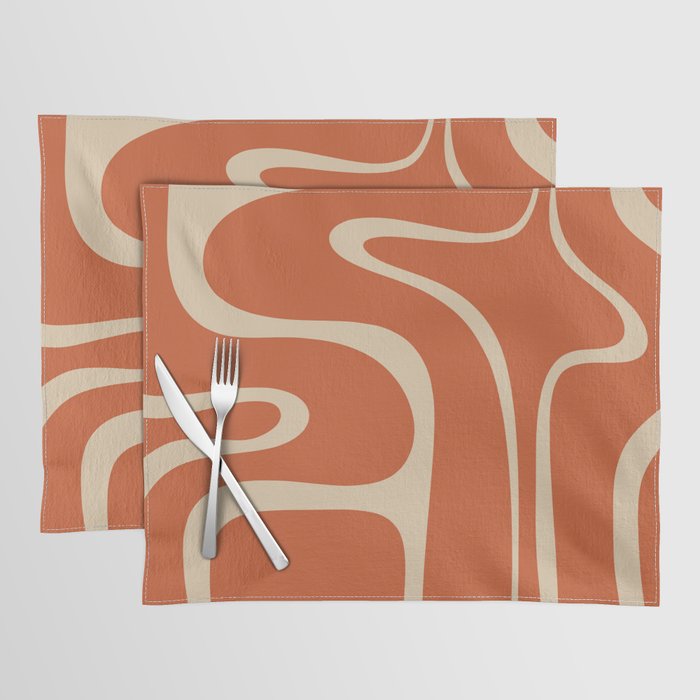 Copacetic Retro Abstract in Mid Mod Burnt Orange and Beige Placemat Gallery Image 1