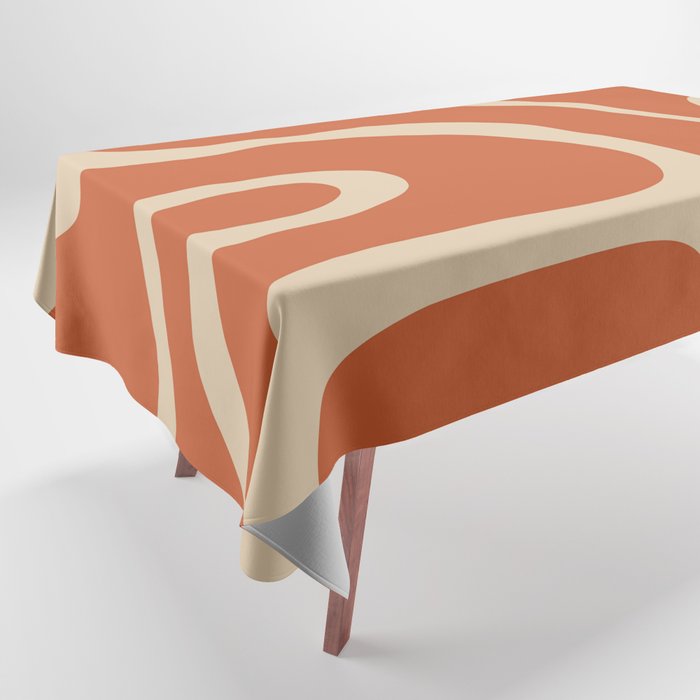 Copacetic Retro Abstract in Mid Mod Burnt Orange and Beige Tablecloth Gallery Image 1