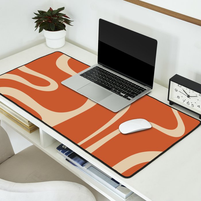 Copacetic Retro Abstract in Mid Mod Burnt Orange and Beige Desk Mat Gallery Image 2