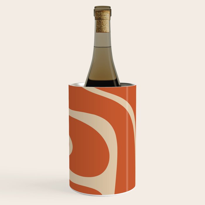 Copacetic Retro Abstract in Mid Mod Burnt Orange and Beige Wine Chiller Gallery Image 1