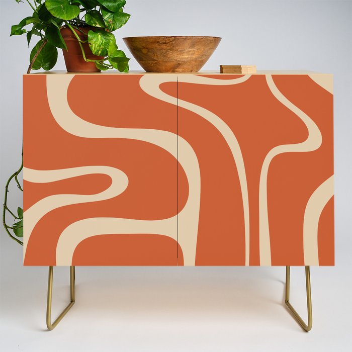 Copacetic Retro Abstract in Mid Mod Burnt Orange and Beige Credenza Gallery Image 1