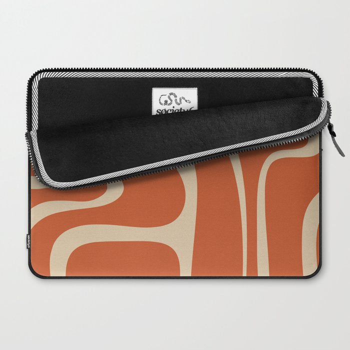 Copacetic Retro Abstract in Mid Mod Burnt Orange and Beige Laptop Sleeve Gallery Image 2