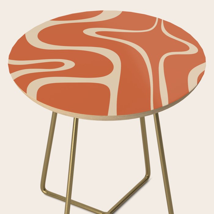 Copacetic Retro Abstract in Mid Mod Burnt Orange and Beige Side Table Gallery Image 2