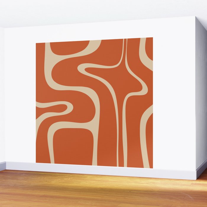 Copacetic Retro Abstract in Mid Mod Burnt Orange and Beige Wall Mural Gallery Image 2