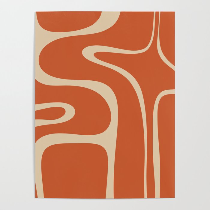 Copacetic Retro Abstract in Mid Mod Burnt Orange and Beige Poster Gallery Image 1