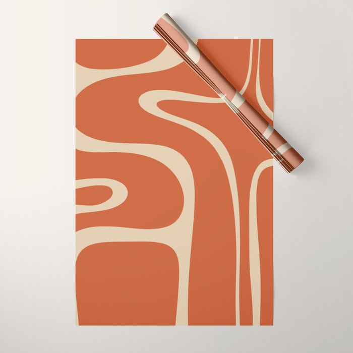Copacetic Retro Abstract in Mid Mod Burnt Orange and Beige Wrapping Paper Gallery Image 1