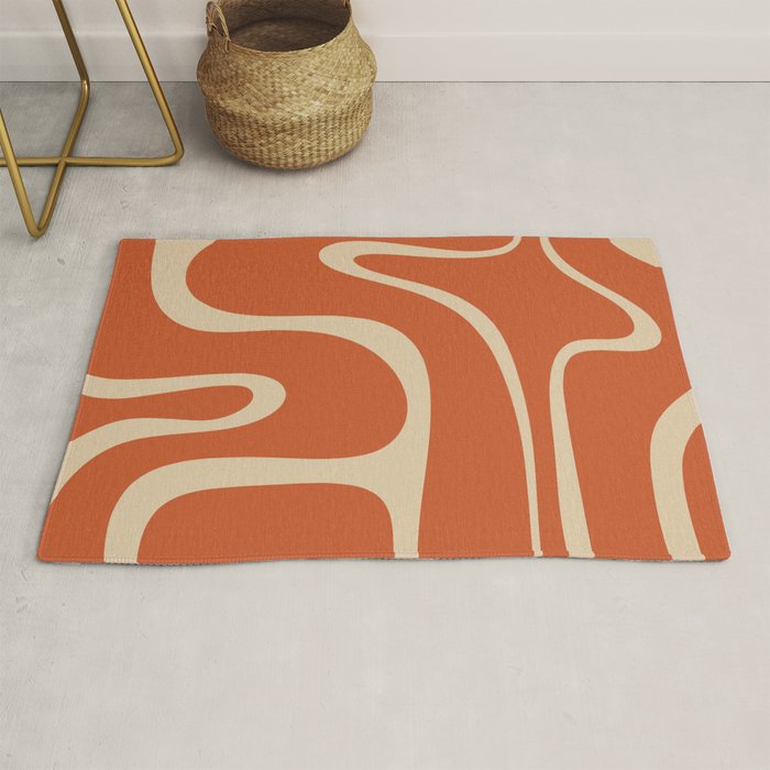 Copacetic Retro Abstract in Mid Mod Burnt Orange and Beige Rug Gallery Image 1