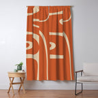 Copacetic Retro Abstract in Mid Mod Burnt Orange and Beige Window Curtain Gallery Image 5