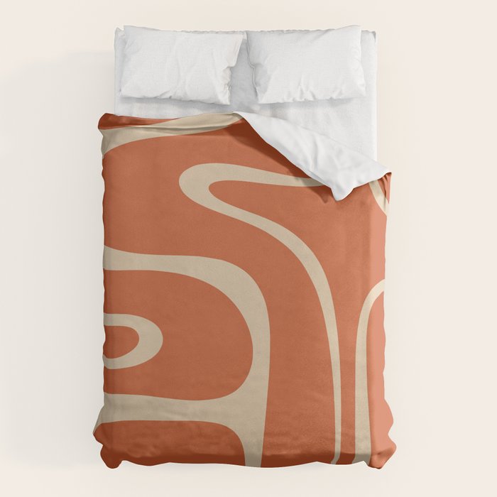 Copacetic Retro Abstract in Mid Mod Burnt Orange and Beige Duvet Cover Gallery Image 1