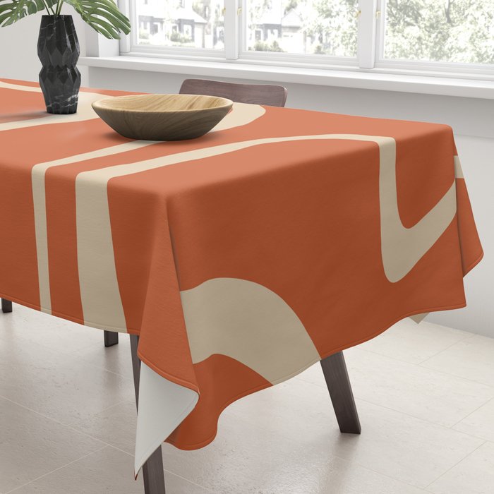 Copacetic Retro Abstract in Mid Mod Burnt Orange and Beige Tablecloth Gallery Image 3