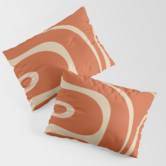 Copacetic Retro Abstract in Mid Mod Burnt Orange and Beige Pillow Sham Gallery Image 1