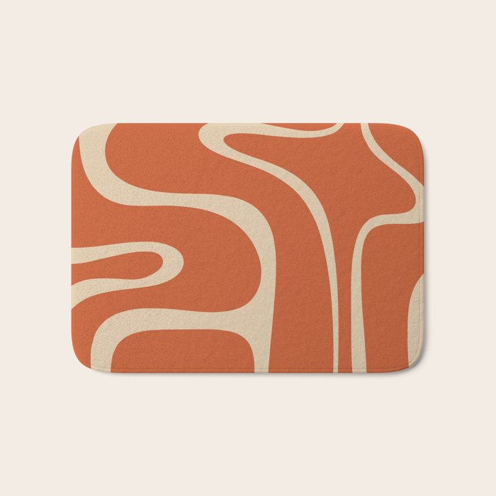 Copacetic Retro Abstract in Mid Mod Burnt Orange and Beige Bath Mat Gallery Image 1