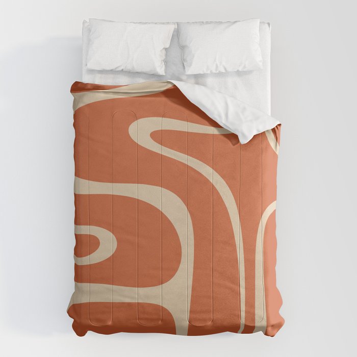 Copacetic Retro Abstract in Mid Mod Burnt Orange and Beige Comforter Gallery Image 1