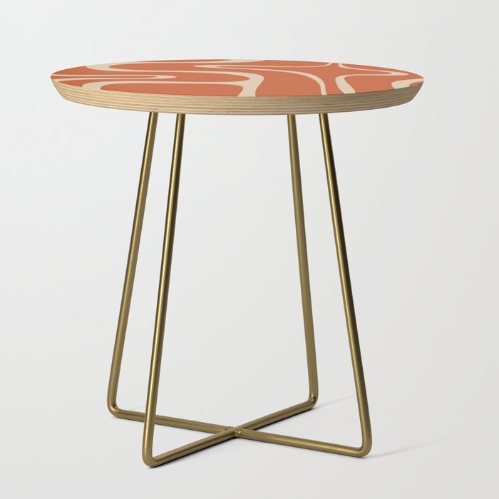Copacetic Retro Abstract in Mid Mod Burnt Orange and Beige Side Table Gallery Image 1