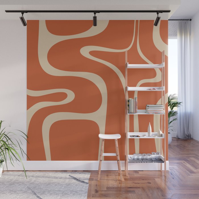 Copacetic Retro Abstract in Mid Mod Burnt Orange and Beige Wall Mural Gallery Image 1
