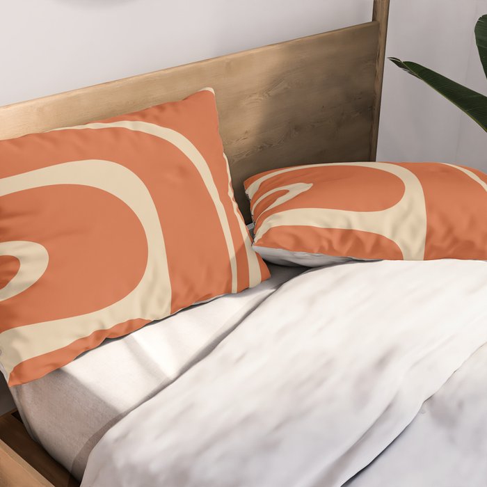 Copacetic Retro Abstract in Mid Mod Burnt Orange and Beige Pillow Sham Gallery Image 2