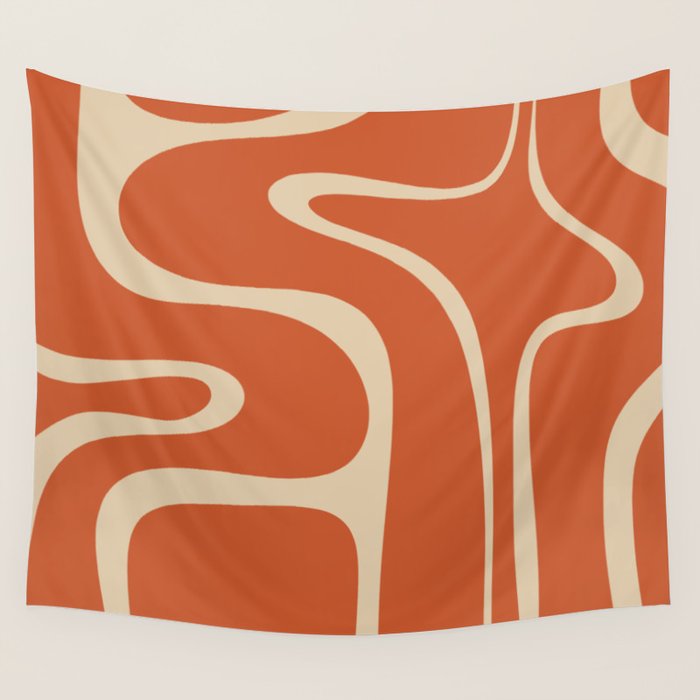 Copacetic Retro Abstract in Mid Mod Burnt Orange and Beige Wall Tapestry Gallery Image 4