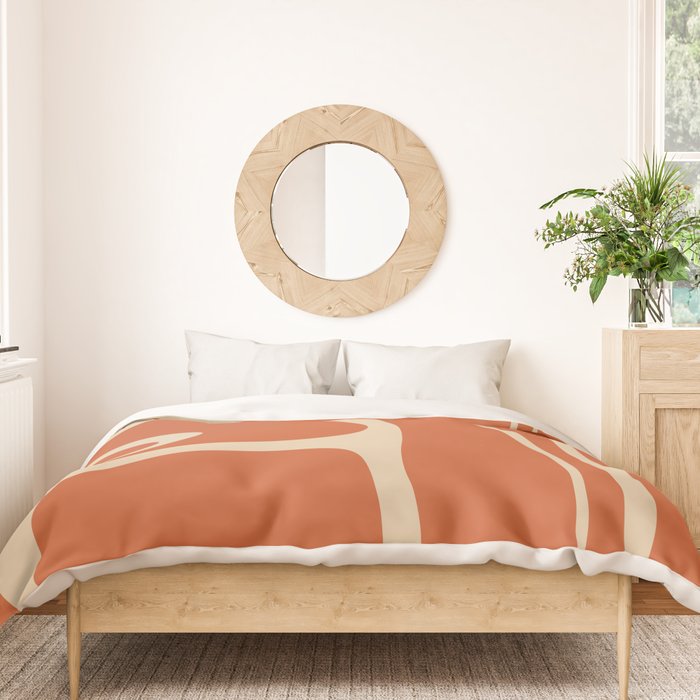 Copacetic Retro Abstract in Mid Mod Burnt Orange and Beige Duvet Cover Gallery Image 3