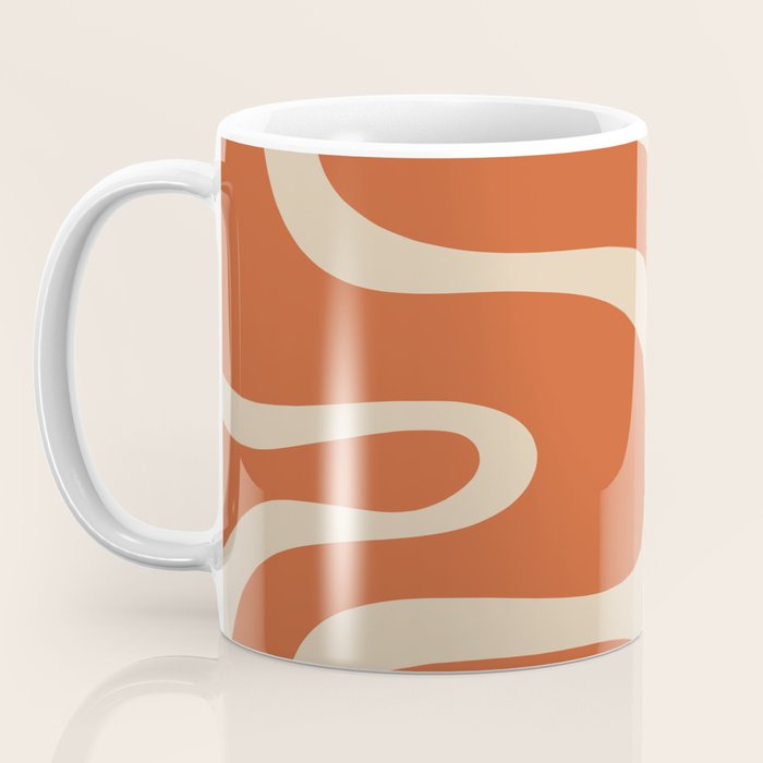 Copacetic Retro Abstract in Mid Mod Burnt Orange and Beige Coffee Mug Gallery Image 3