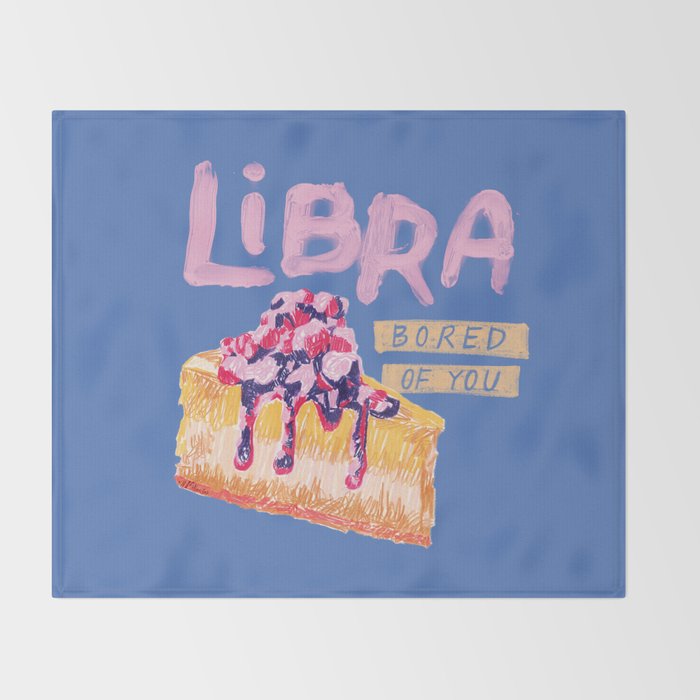 Libra Sign in Warm Blue | Zodiac Series Throw Blanket Gallery Image 2