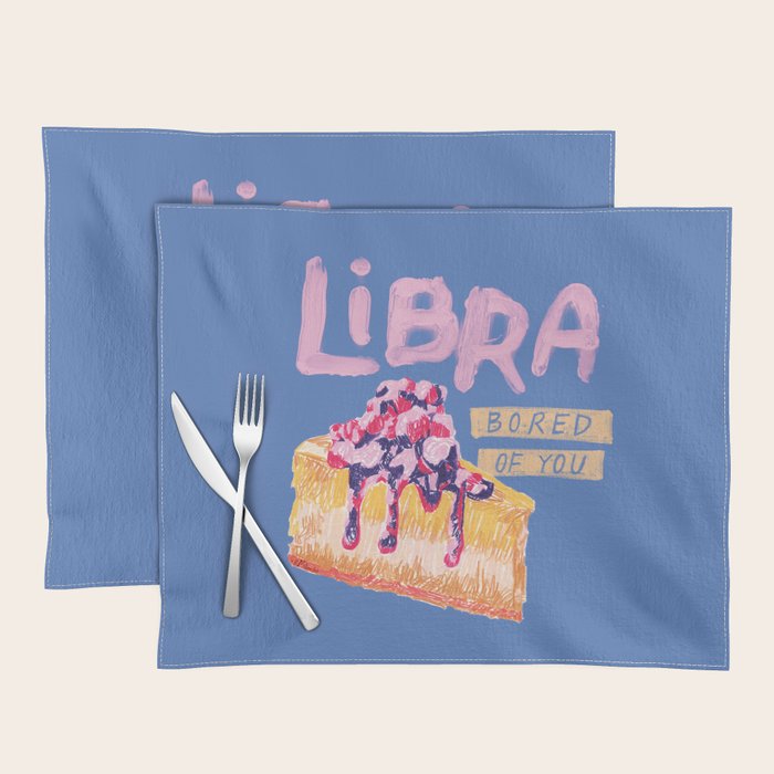Libra Sign in Warm Blue | Zodiac Series Placemat Gallery Image 1