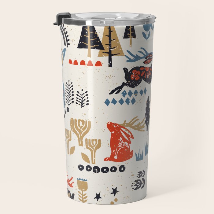 Happy nordic Wolpertinger light Travel Mug Gallery Image 3